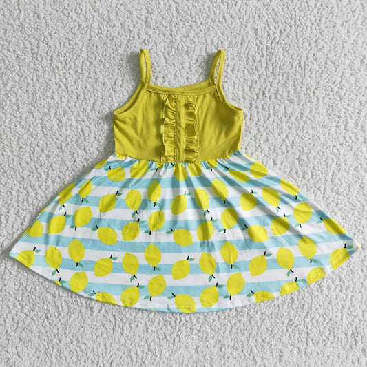 Girls Lemon Dress Summer Sleeveless