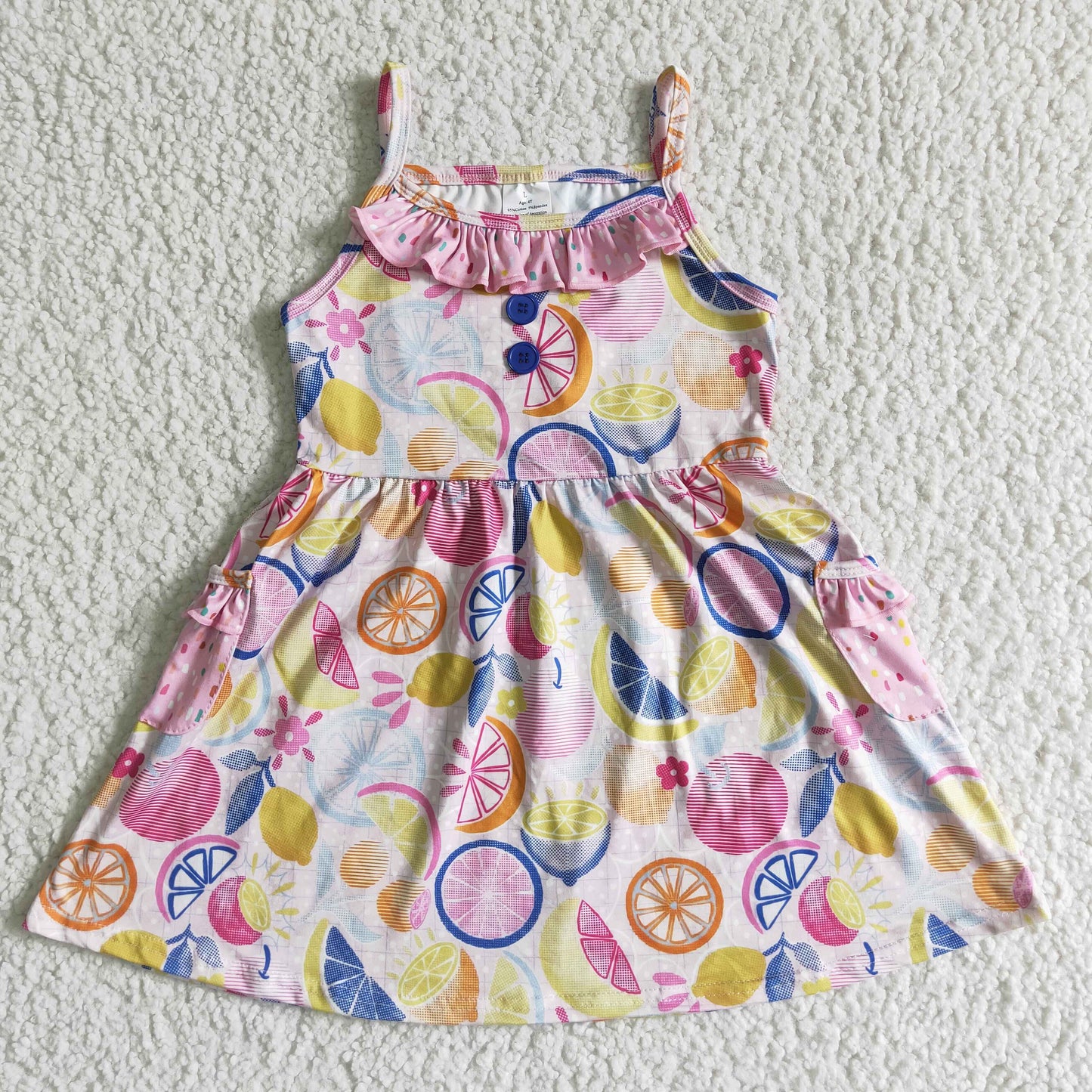 Girls Lemon Fruit Slip Dress