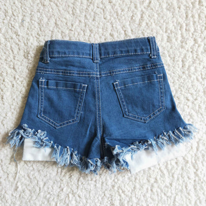 Girls July Fourth Denim Shorts