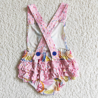 Girls Summer Lemon Fruit Rompers