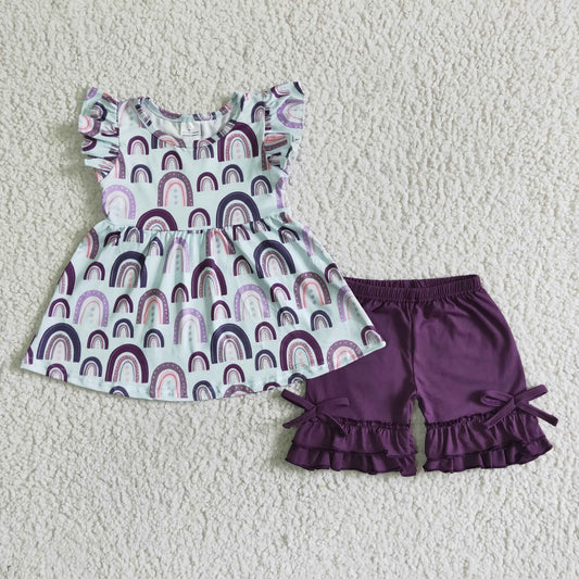 Girls Be Kind Outfits Short Sleeves Purple Shorts