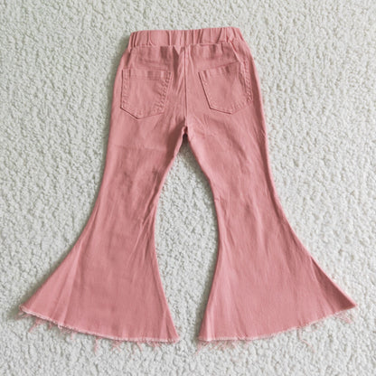 Girls Pink Jeans Bell Bottom Pants