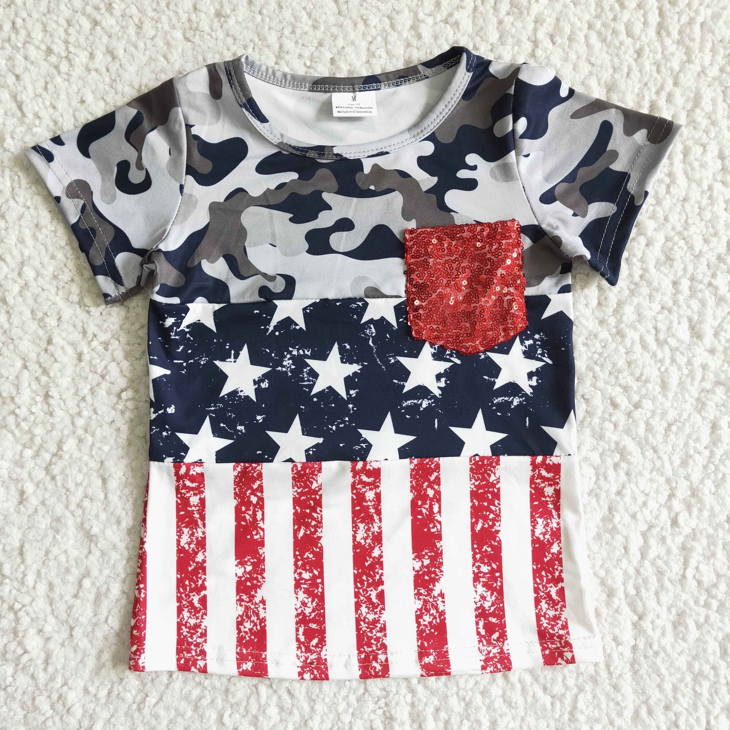 Boys Stars Camo Stripe Shirt Top Short Sleeves