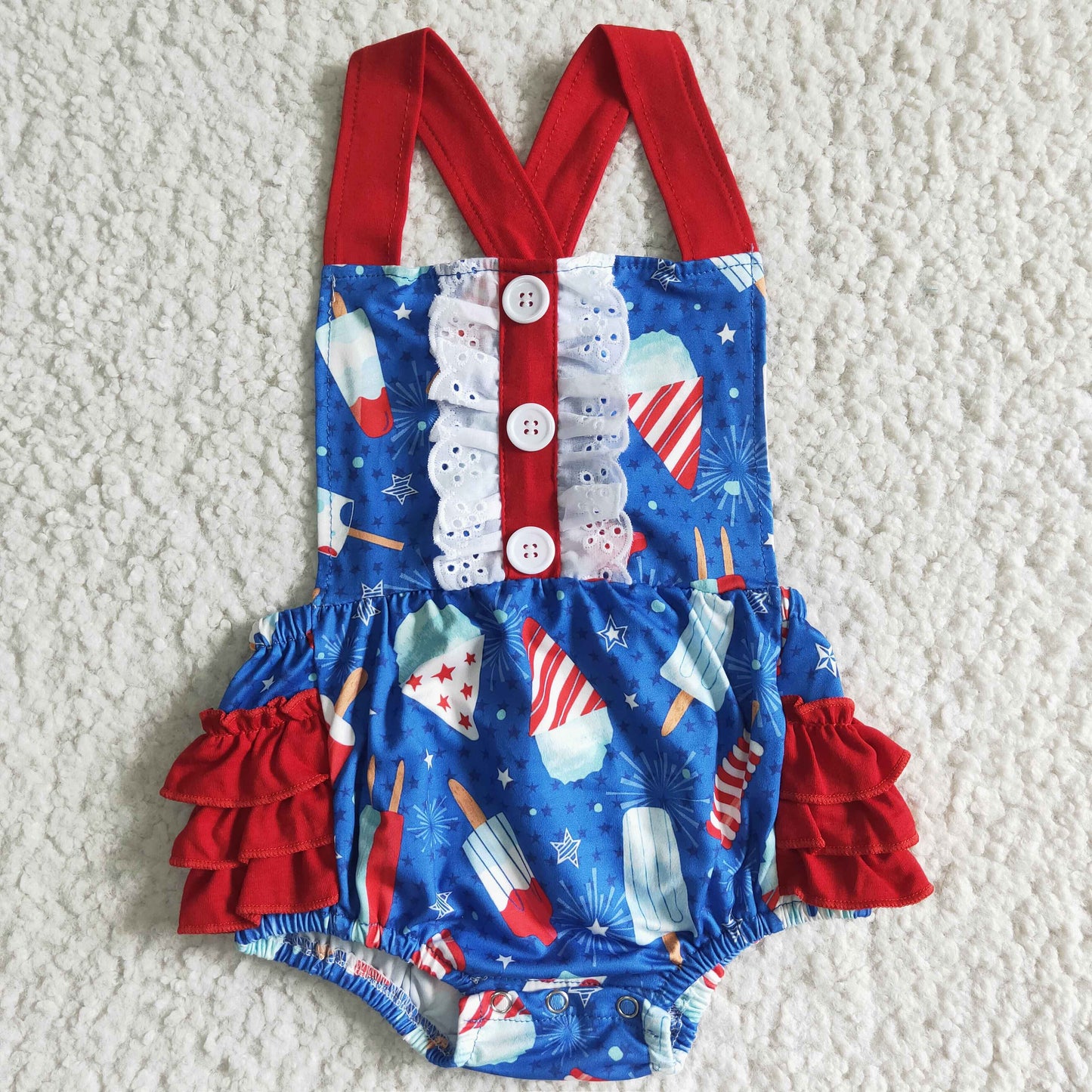 Girls July Fourth Rompers Sleeveless