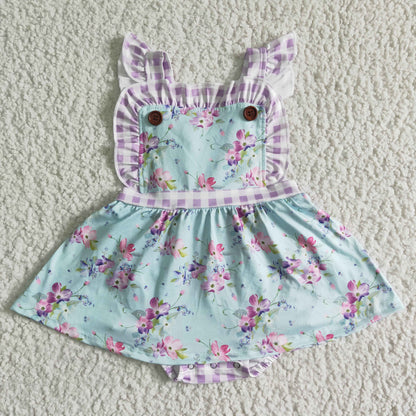 Girls Floral Rompers Dress Short Sleeves