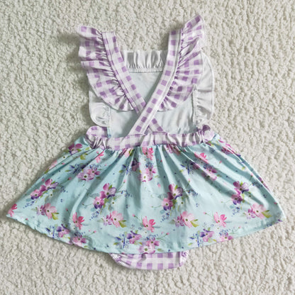 Girls Floral Rompers Dress Short Sleeves