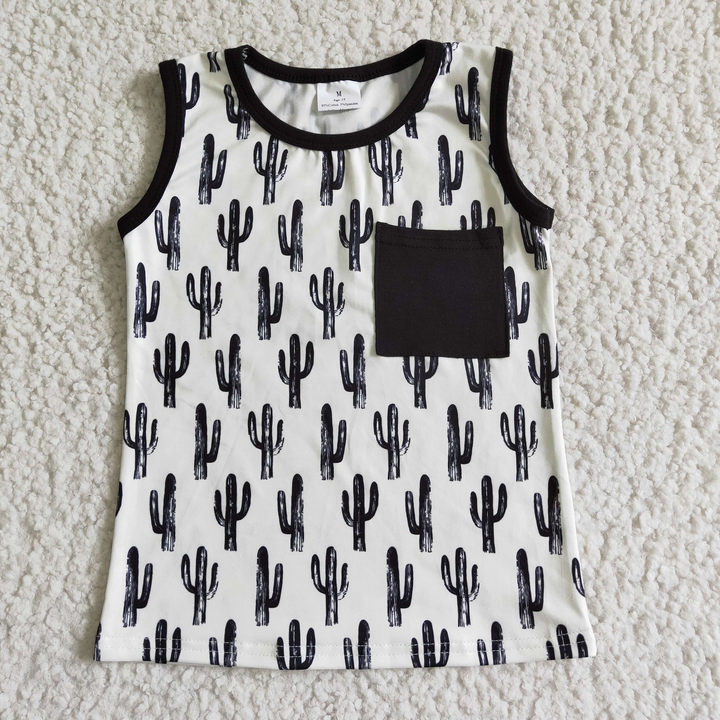 Boys Summer Cactus Black Vest Top