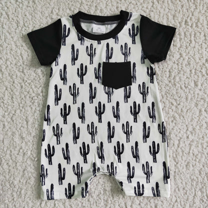 Boys Black Cactus Rompers