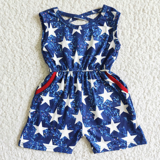 Girls Blue Stars Summer Jumpsuit