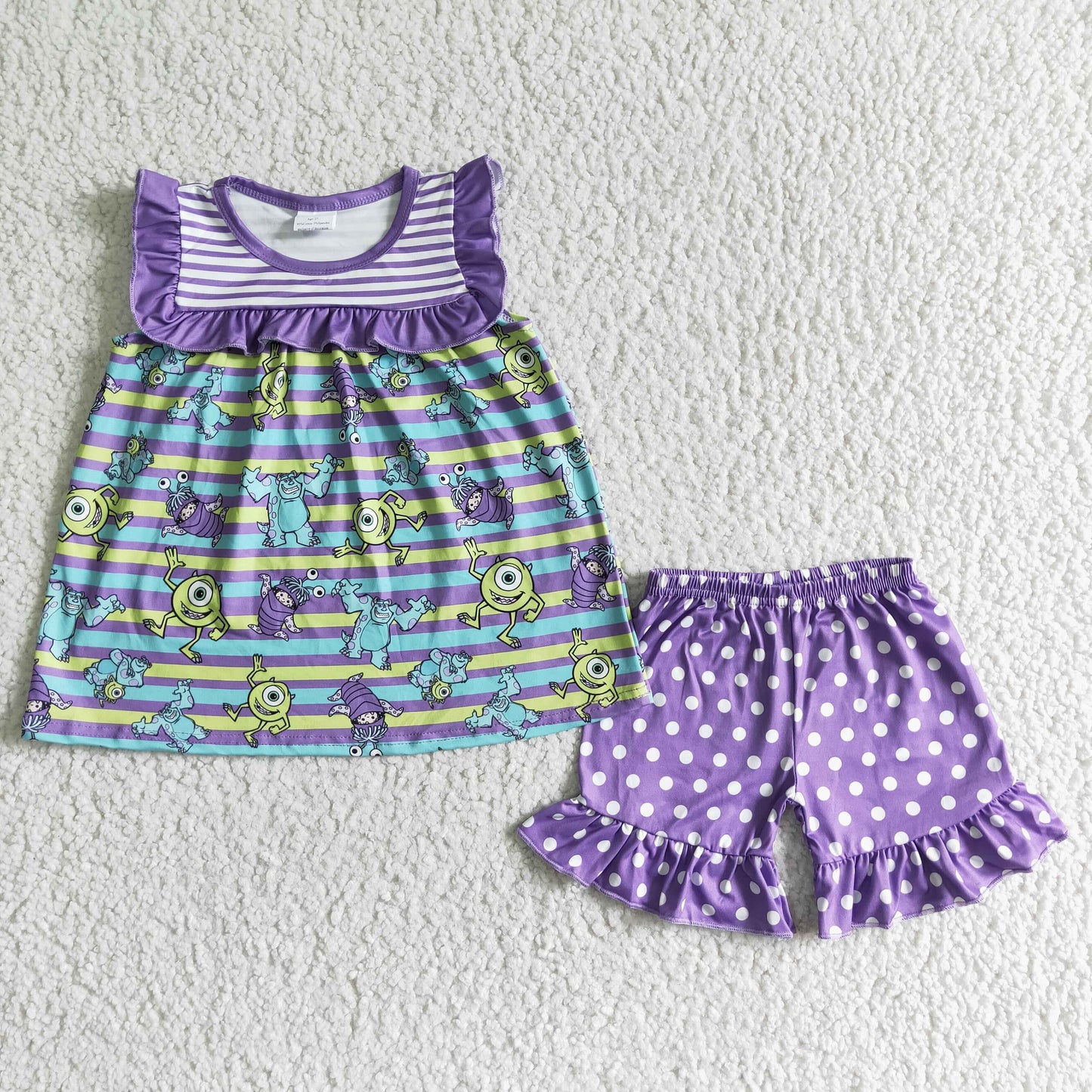 Girls Purple Monster Outfits Short Sleeves