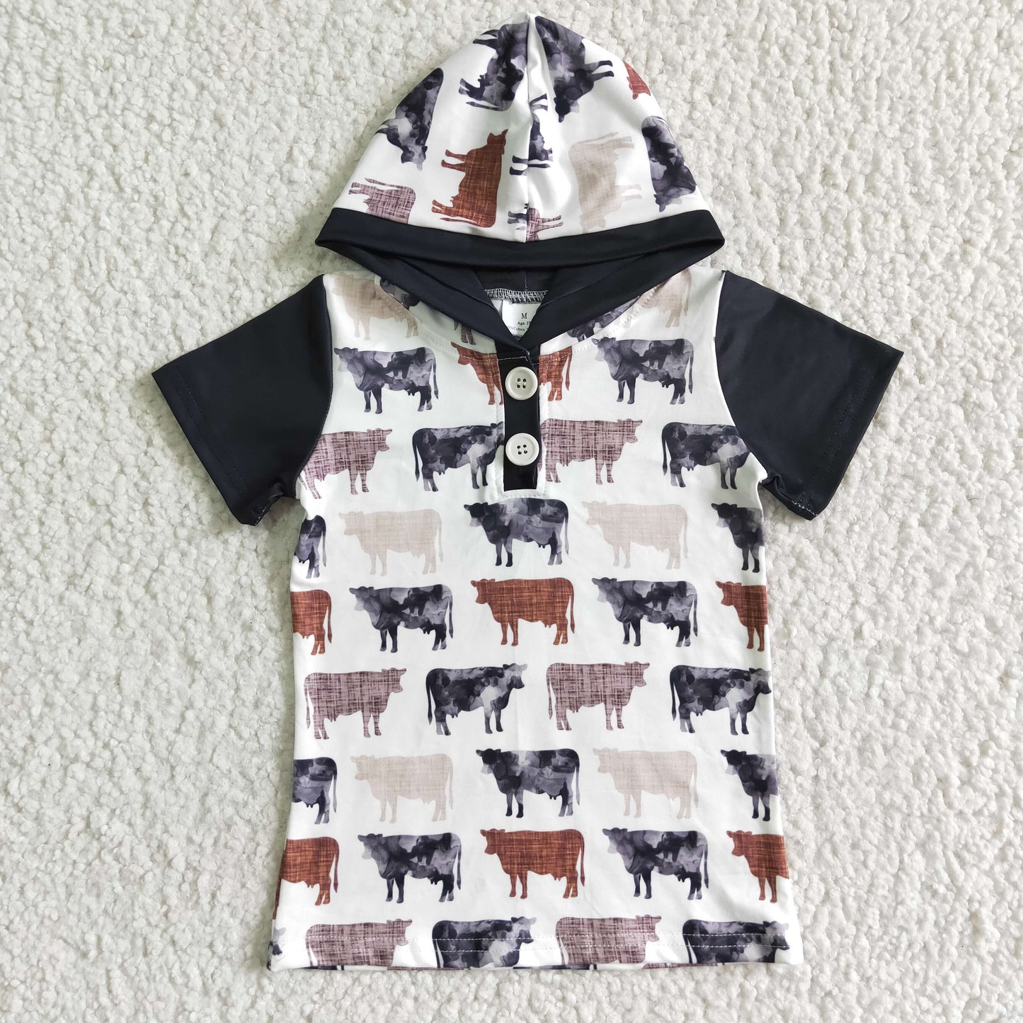 Boys  Cow Pullover Short Sleeves