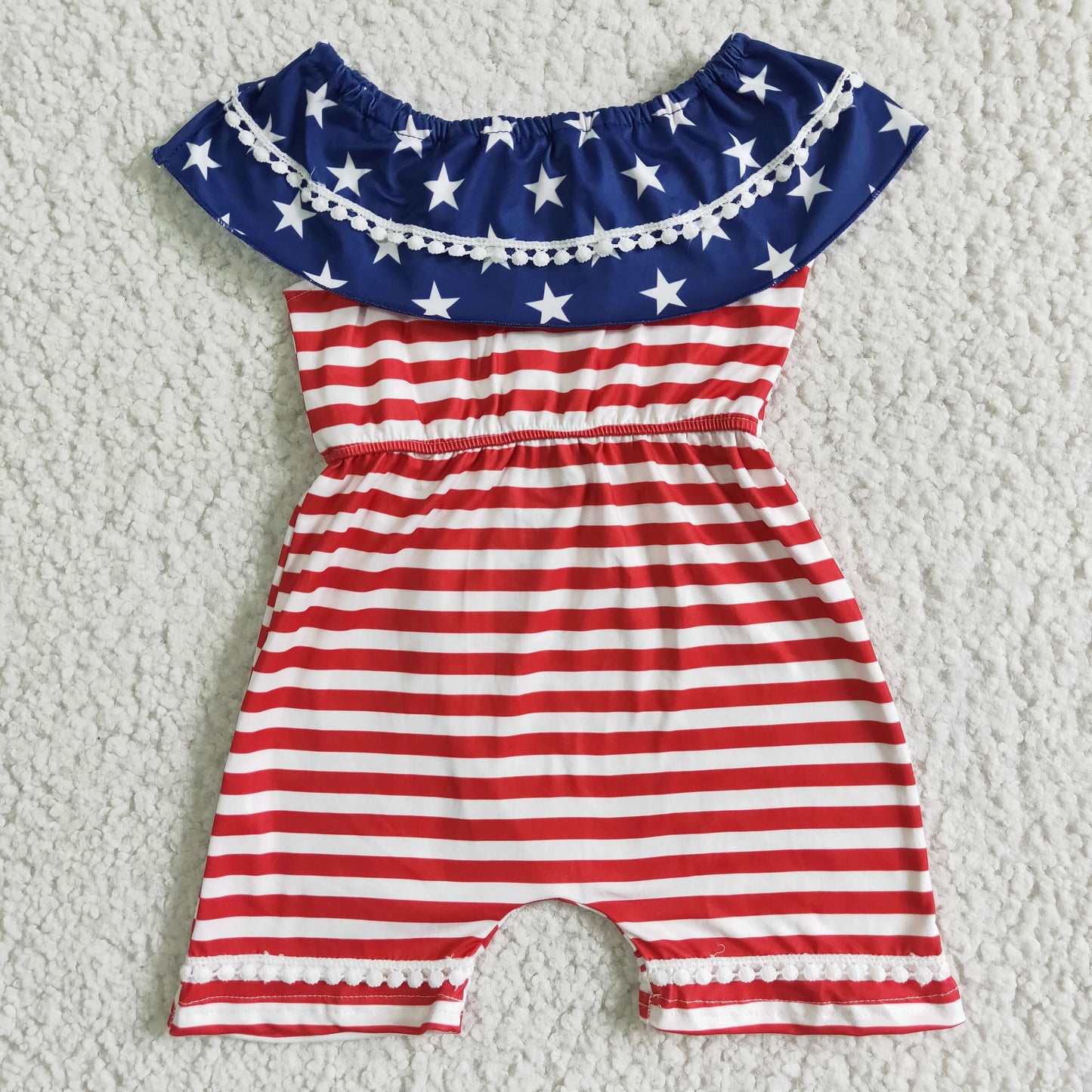 Girls July Fourth Red Stripe Summer Jumpsuit