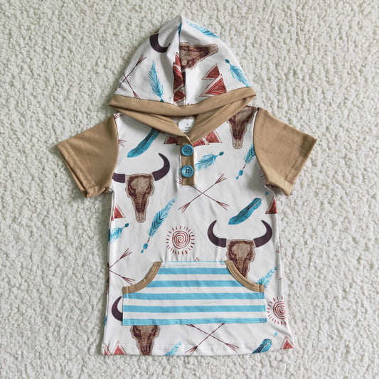 Boys Cow Pullover Short Sleeves