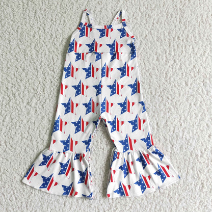 Girls July Fourth Stars Summer Jumpsuit