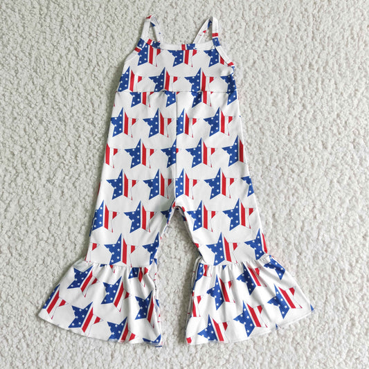 Girls July Fourth Stars Summer Jumpsuit