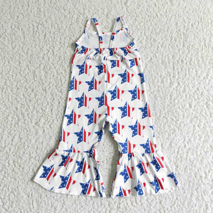 Girls July Fourth Stars Summer Jumpsuit