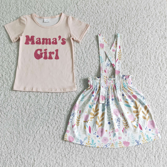 Mama's girl Outfits Short Sleeves Floral Skirt