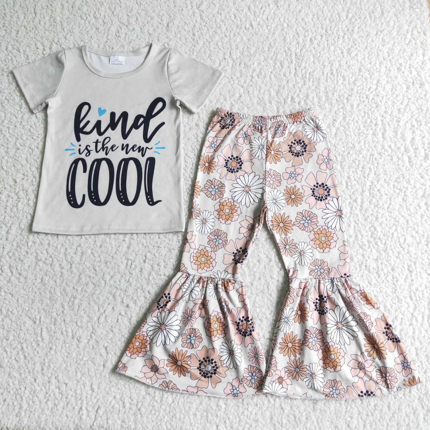 Girls Kind is Cool Outfits Short Sleeves Floral Pants