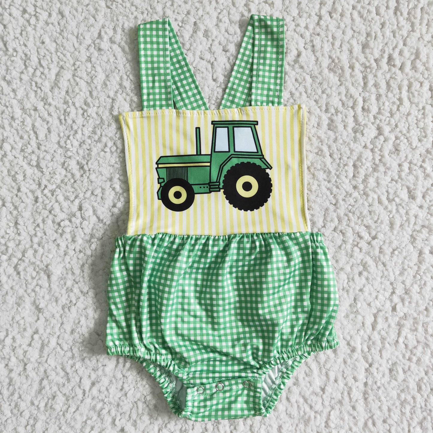 Girls Summer Truck Green Rompers