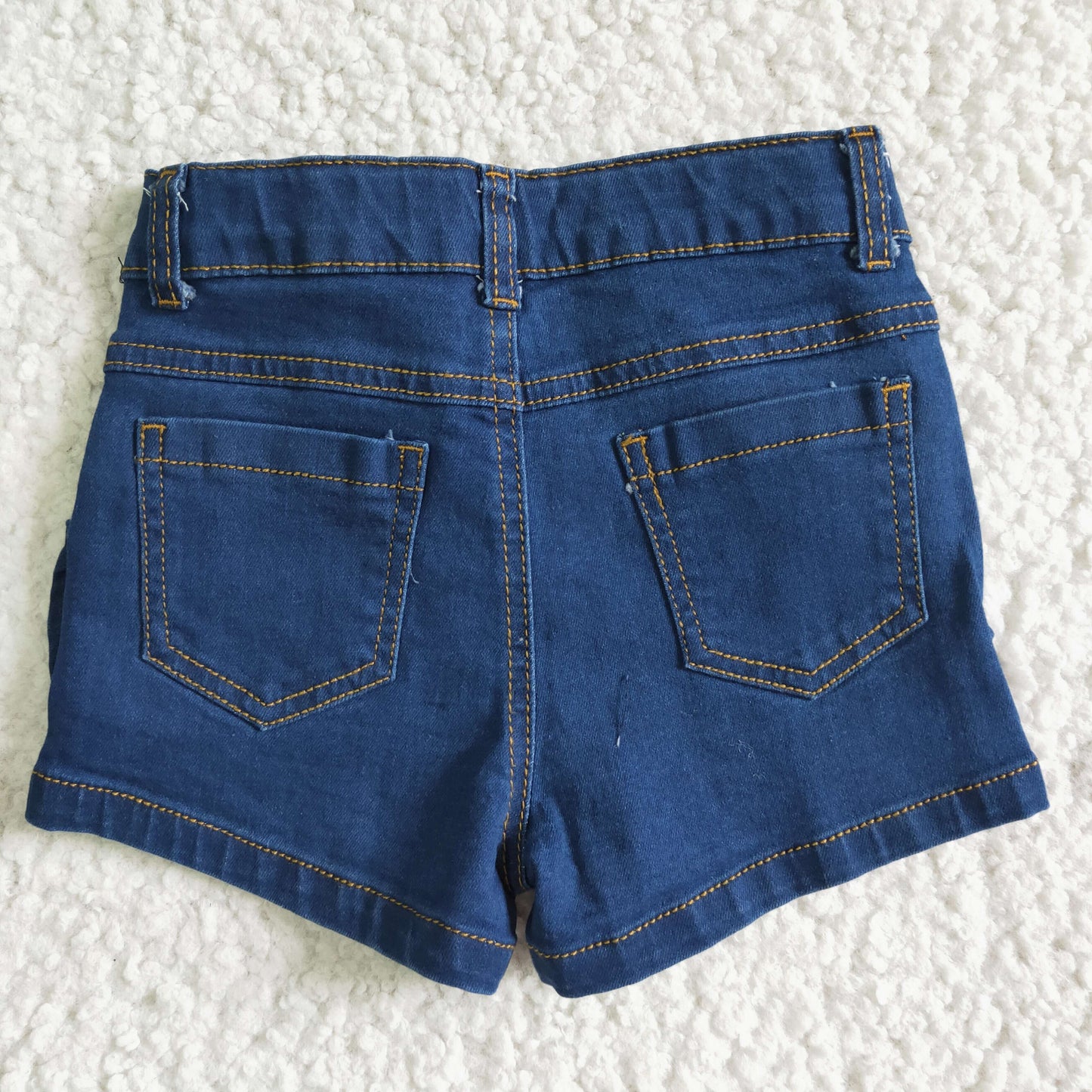 Girls Blue Summer Denim Shorts With Ruffle
