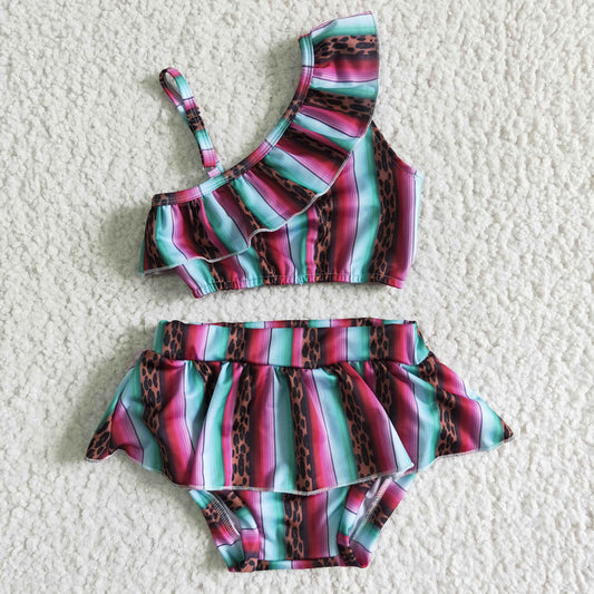 Girls Stripe Bathing Suit 2pcs