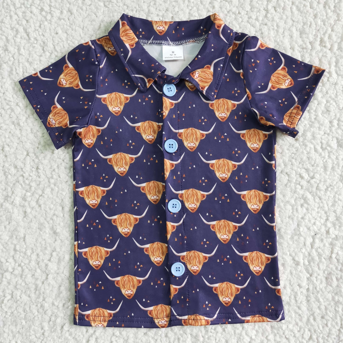 Boys Blue Cow Top Shirt