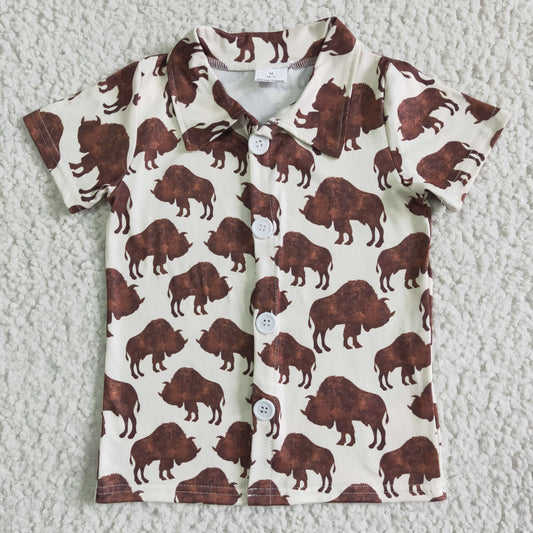 Boys Brown Cow Top Shirt