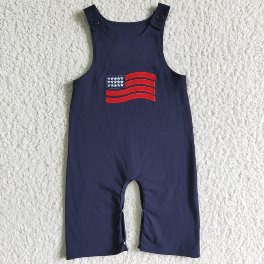 Boys July Fourth Embroidery Flag Rompers