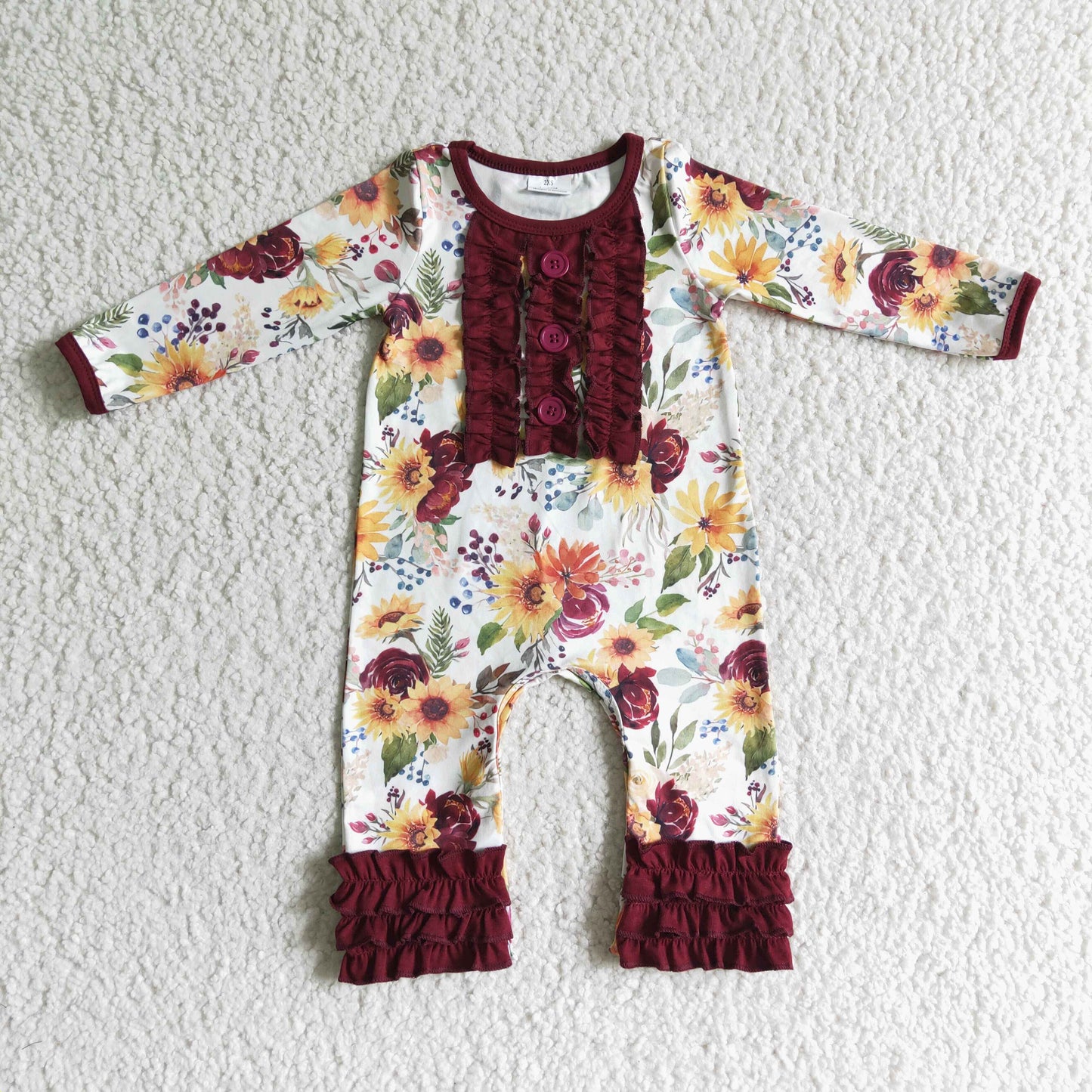 Girls Florl Rompers Long Sleeves