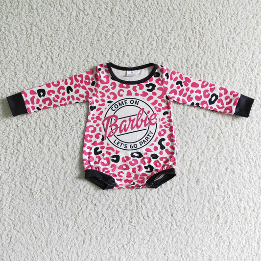 Baby Pink Leopard Rompers Long Sleeves