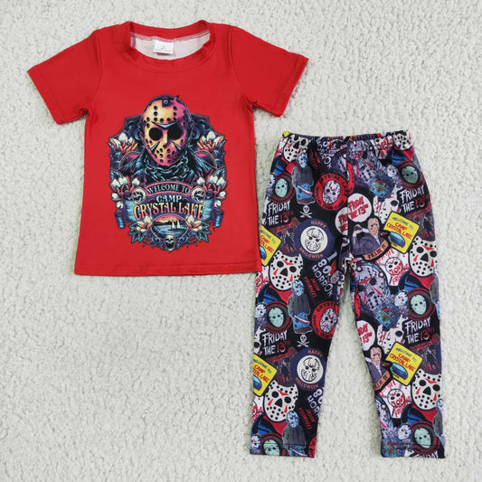 Boys Skull Outfits Short Sleeves Pants