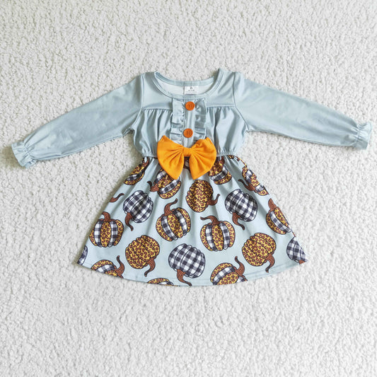 GLD0007 Girls Pumpkin Dress Long Sleeves