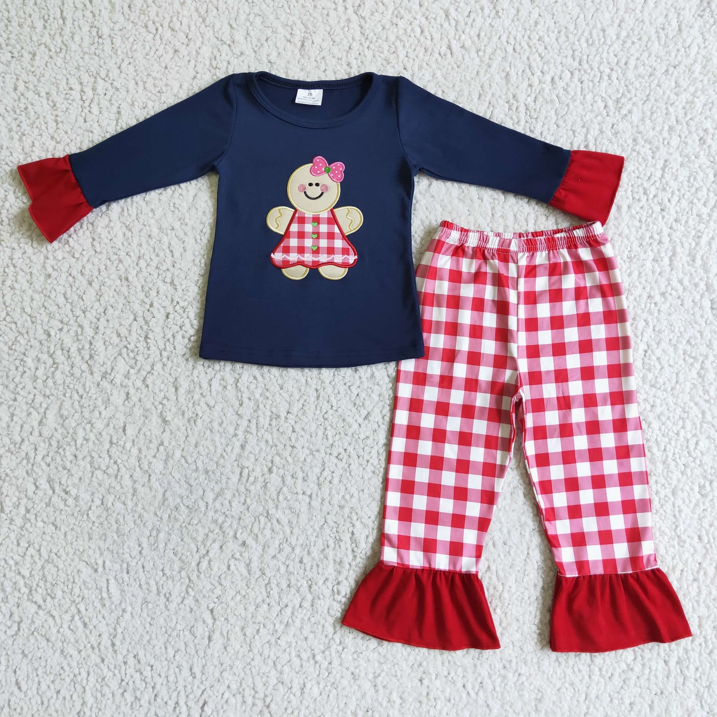 Girls Christmas Outfits Long Sleeves Plaid Pants