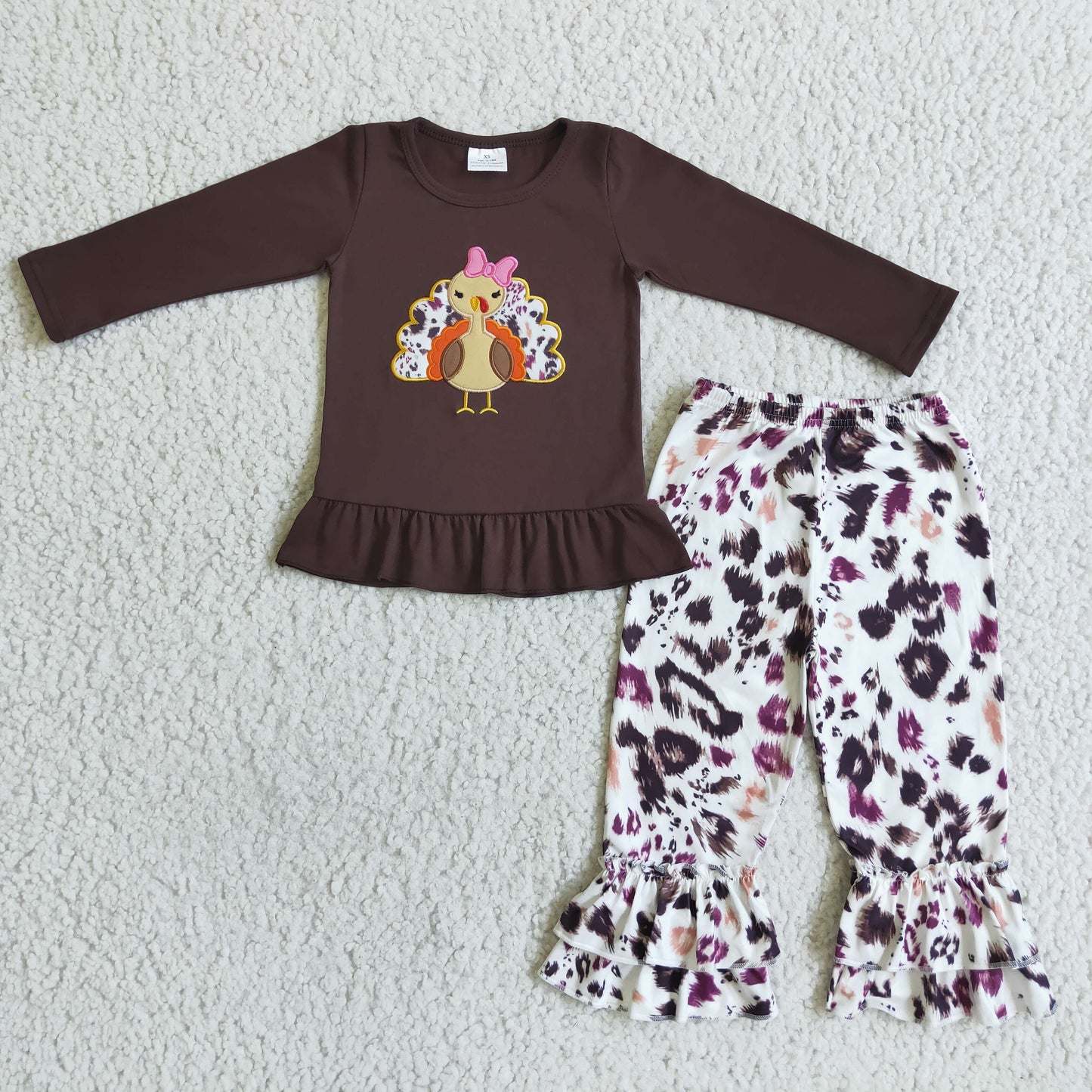 GLP0059 Girls Turkey Outfits Long Sleeves Brown Pants