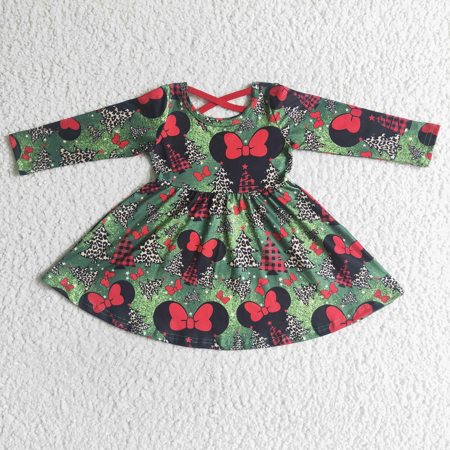 Girls Christmas Cartoon Dress Long Sleeves