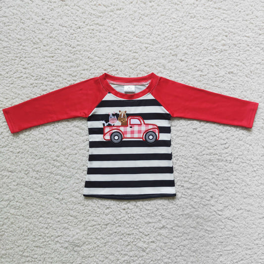 Boys Embroidery Car Shirt Top Long Sleeves