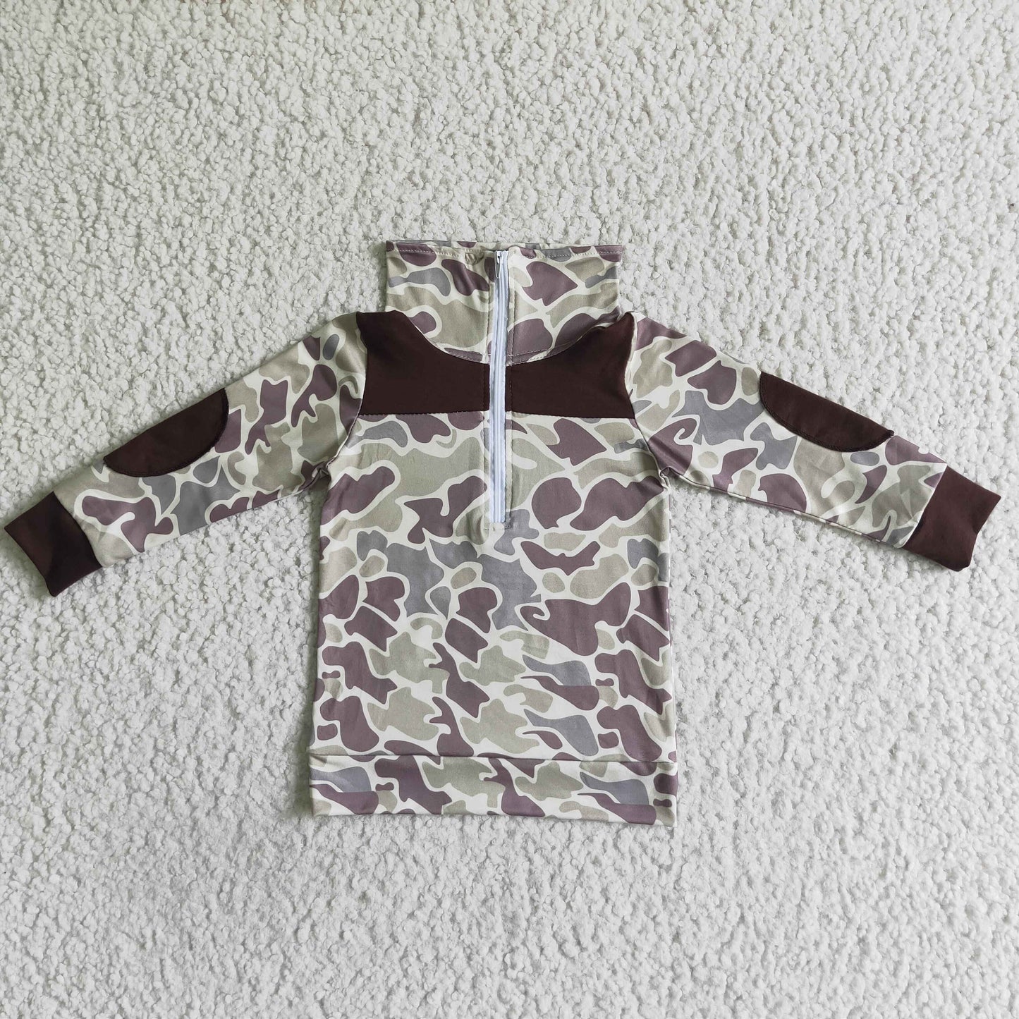 Boys Camo Pullover Long Sleeves Zip