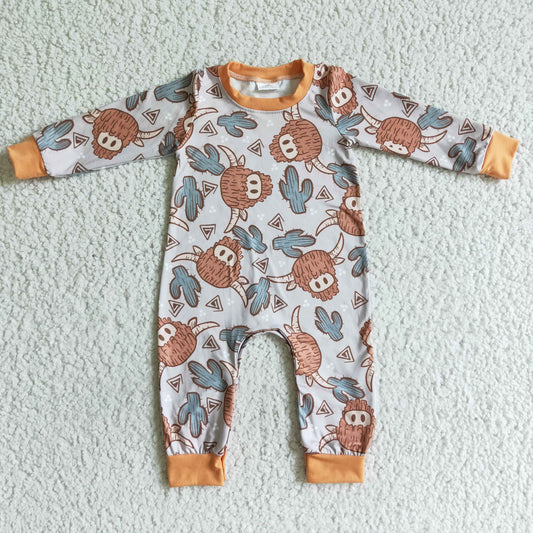 Boys Cow Rompers Long Sleeves