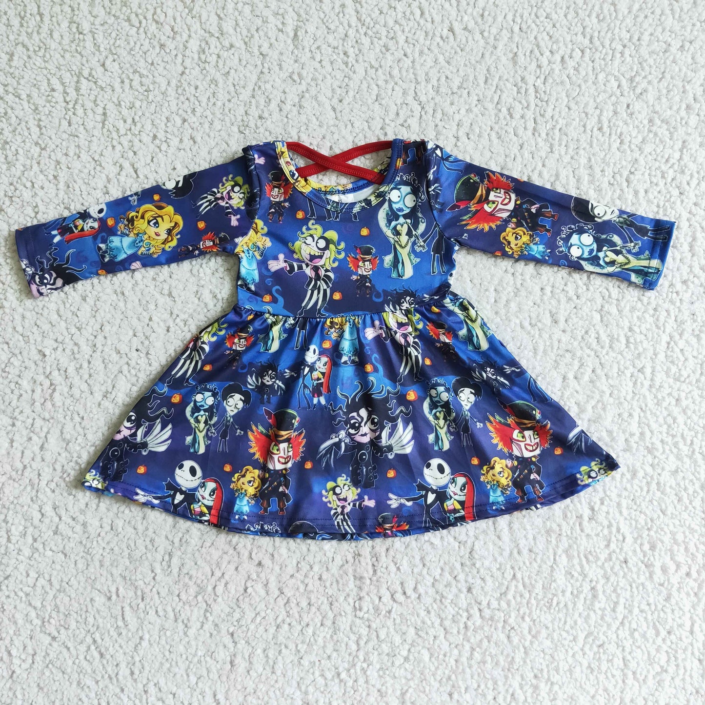 Girls Halloween Cartoon Dress Long Sleeves