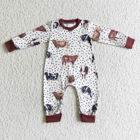 Boys Cow Rompers Long Sleeves