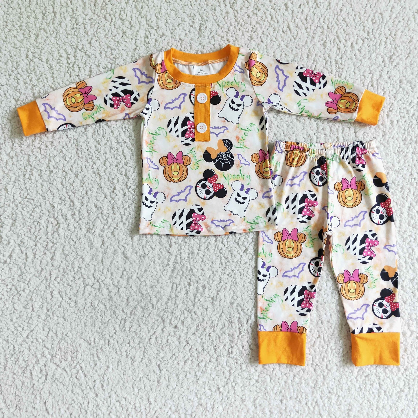 BLP0026 Boys Halloween Cartoon Orange Pajamas