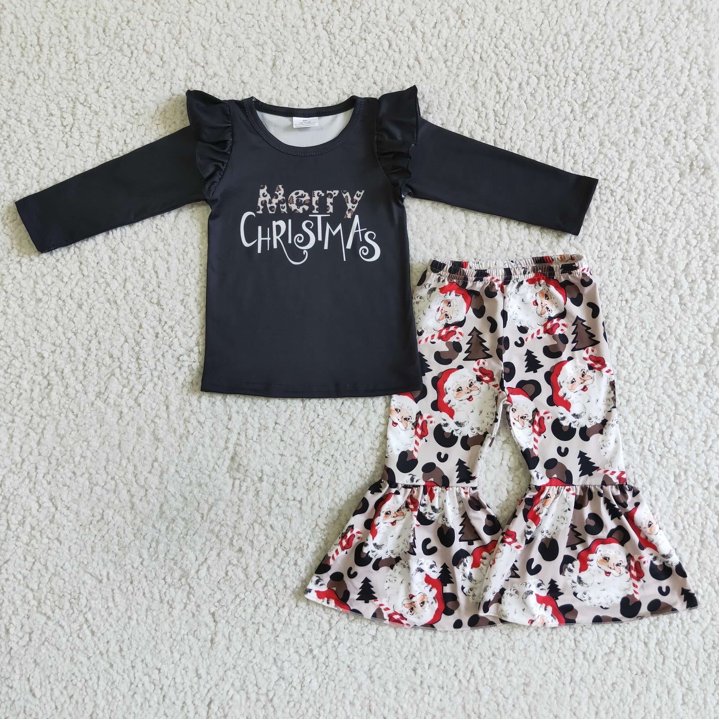 Girls Merry Christmas Outfits Long Sleeves