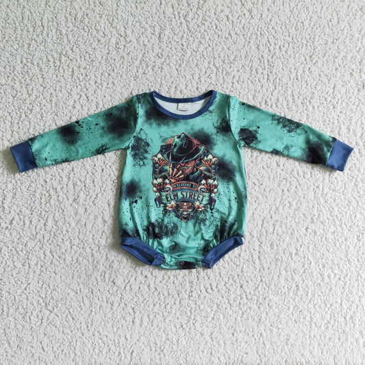 Baby Halloween Skull Green Rompers