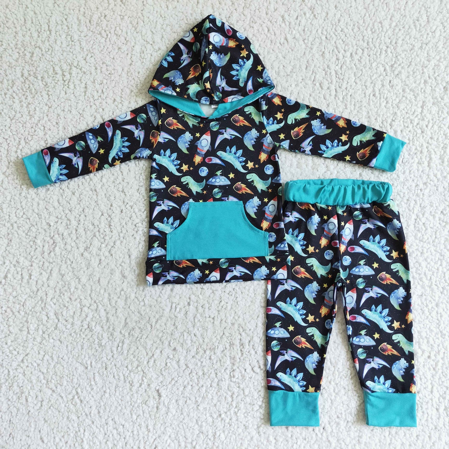 Boys Dinosaurs Blue Hoodies