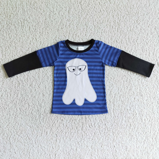 Boys Halloween Ghost Top Shirt Long Sleeves