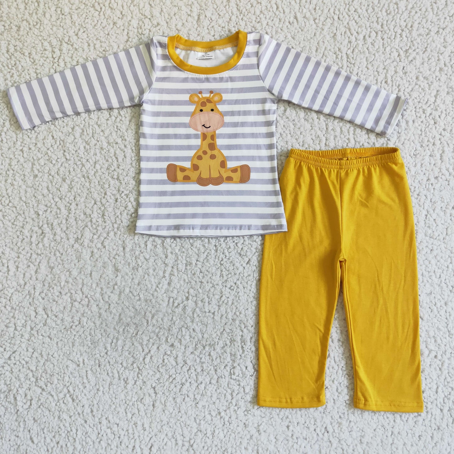 Boys Giraffe Outfits Long Sleeves Orange Pants