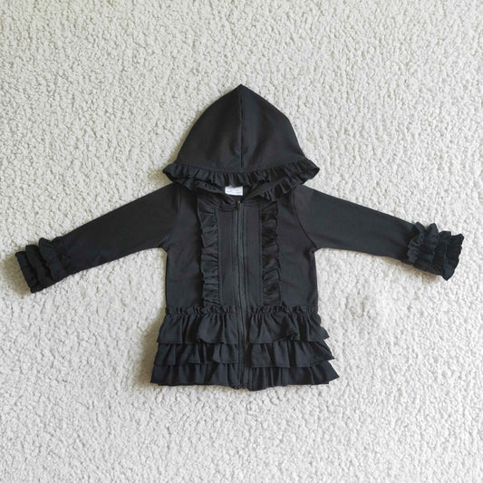 Girls Black Top Jacket Coat Zip