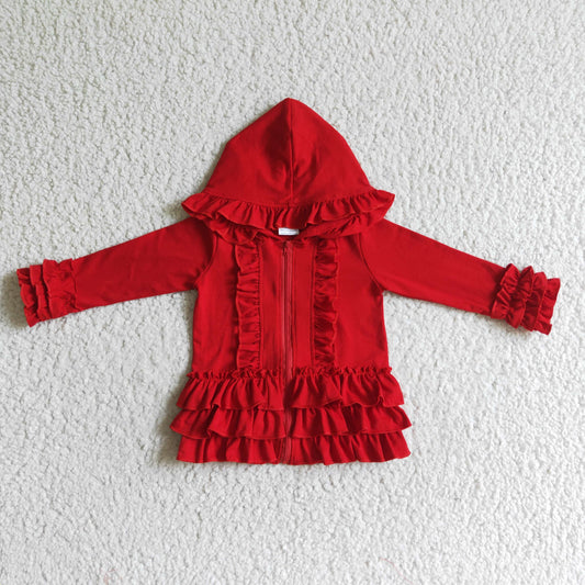 Girls Red Top Jacket Coat Zip