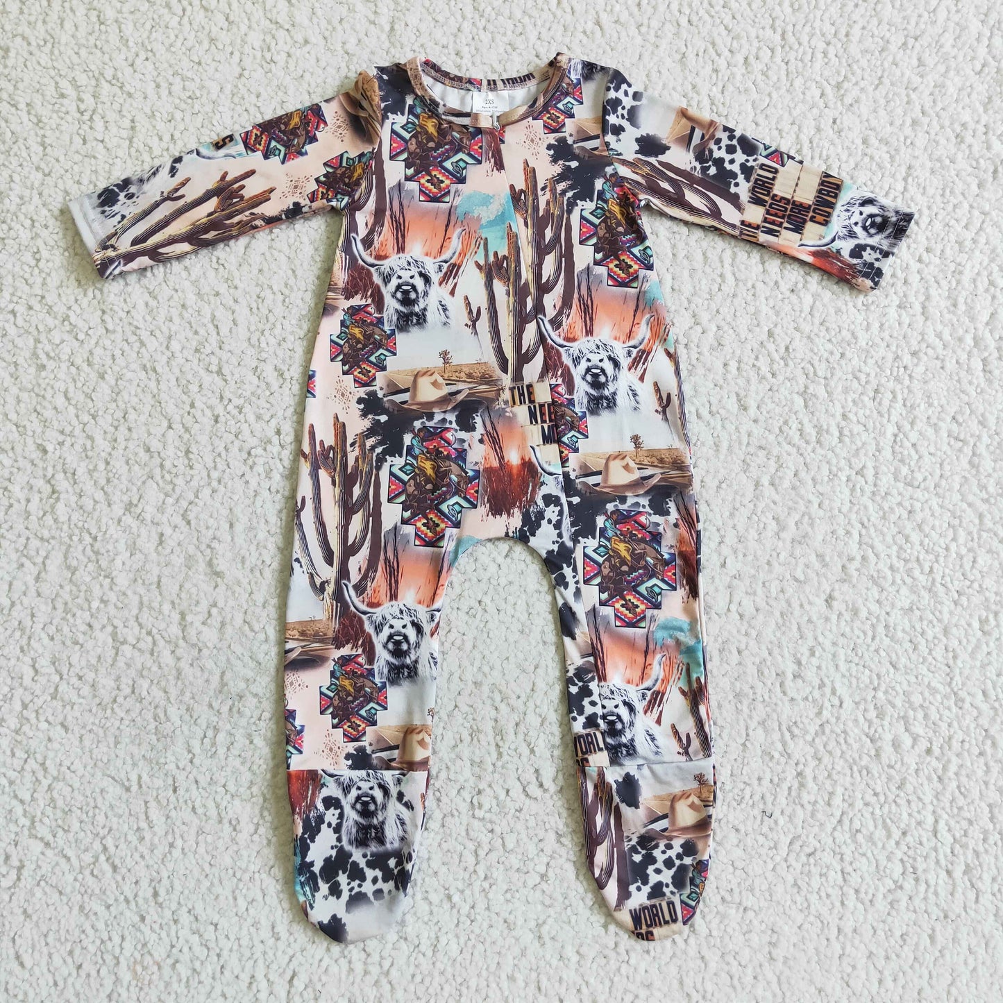 Baby Cow Zip Rompers Long Sleeves