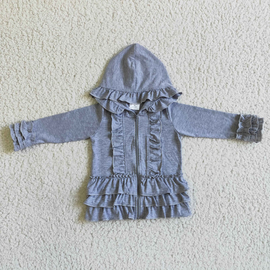 Girls Gray Top Jacket Coat Zip